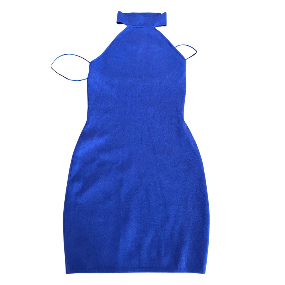 By The Way Royal Blue Mock Neck Halter Bodycon Mini Dress Small Club‎ Sexy Date